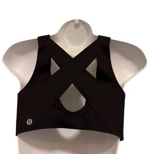 lululemon athletica Cross-Back Black Sports Bra in new conditions. With zipper
